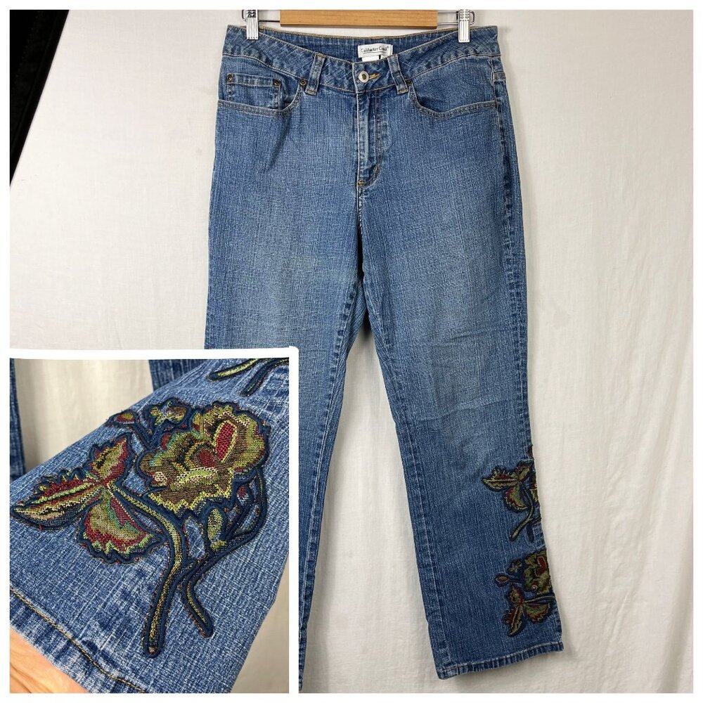 Coldwater Creek Embroidered Jeans Womens 32x28 Straight Bohemian Y2K 00s Cottage